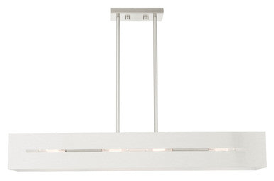 Livex Lighting Soma Collection  4 Light Brushed Nickel Linear Chandelier in Brushed Nickel 45957-91