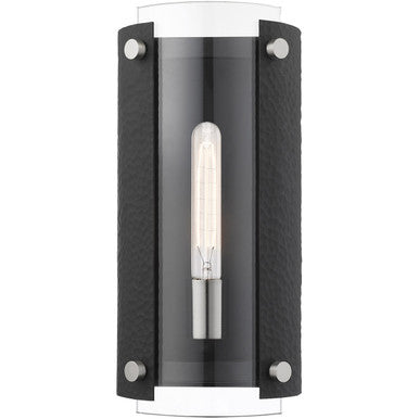 Livex Lighting Barcelona Collection 1 Lt Black ADA Wall Sconce in Black with Brushed Nickel Accents 45990-04