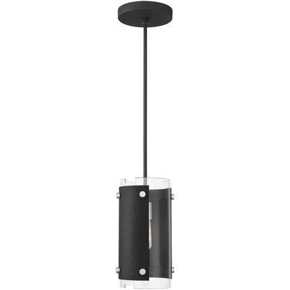 Livex Lighting Barcelona Collection 1 Lt Black Mini Pendant in Black with Brushed Nickel Accents 45991-04