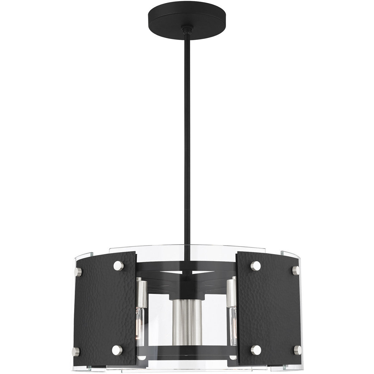 Livex Lighting Barcelona Collection 6 Lt Black Pendant Chandelier in Black with Brushed Nickel Accents 45994-04