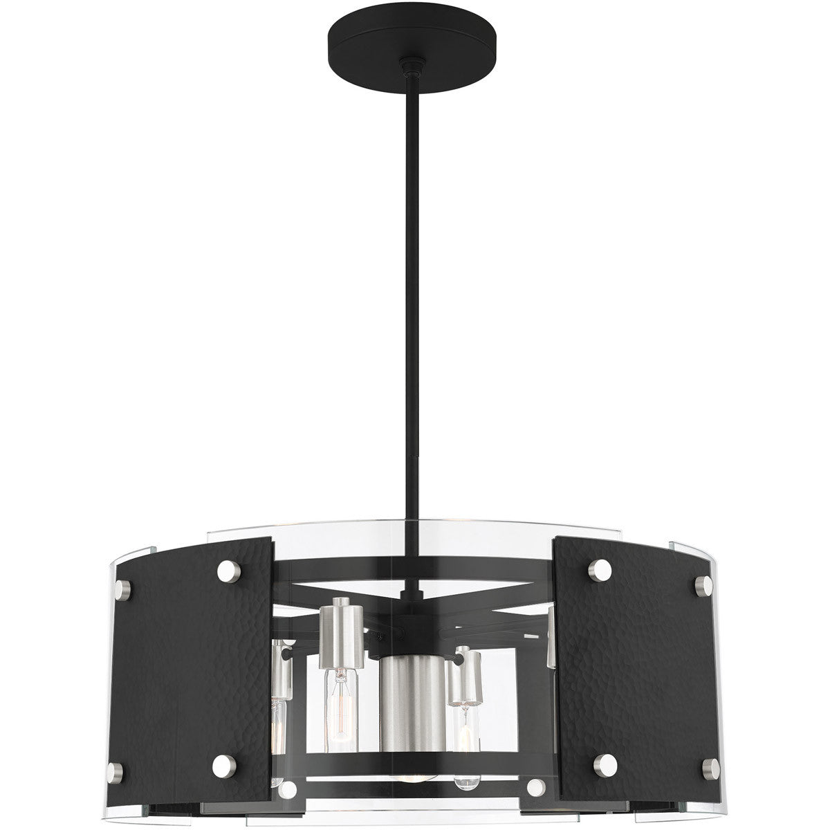 Livex Lighting Barcelona Collection 7 Lt Black Pendant Chandelier in Black with Brushed Nickel Accents 45995-04