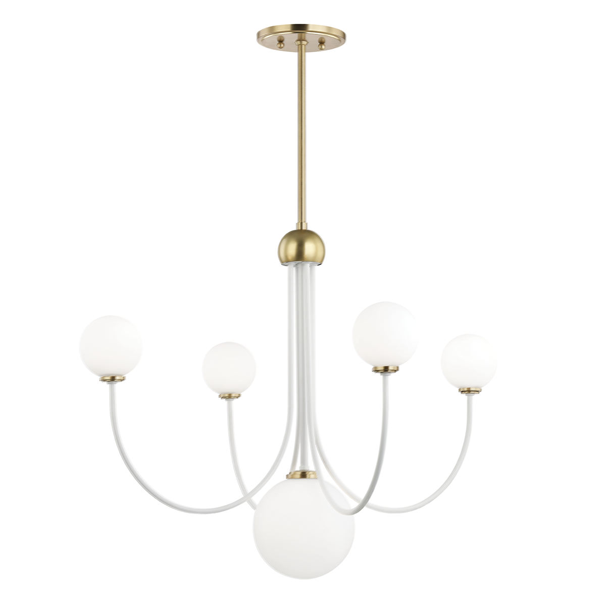 Mitzi 5 Light Chandelier in Aged Brass/Soft Off White H234805-AGB/WH