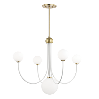 Mitzi 5 Light Chandelier in Aged Brass/Soft Off White H234805-AGB/WH