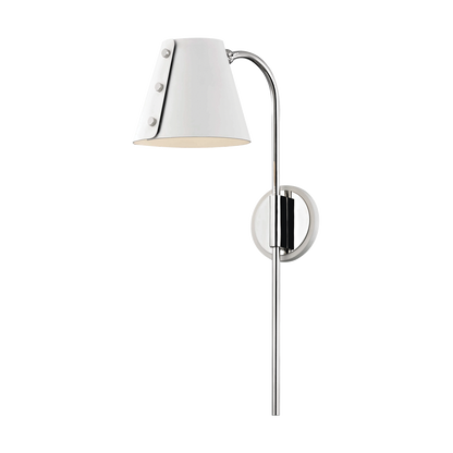 Mitzi 1 Light Plug-in Sconce in Polished Nickel/White HL174201-PN/WH