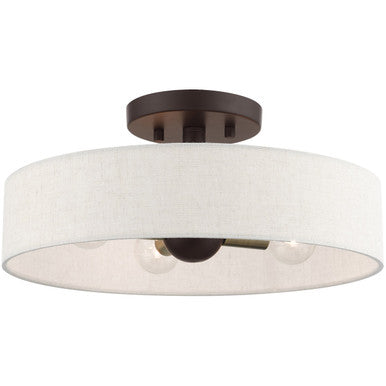 Livex Lighting Venlo Collection 4 Lt Bronze Semi Flush Mount  in Bronze with Antique Brass Accents 46037-07