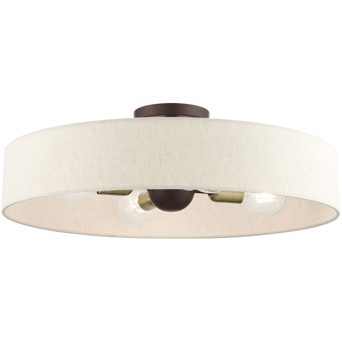 Livex Lighting Venlo Collection 4 Lt Bronze Semi Flush Mount  in Bronze with Antique Brass Accents 46038-07