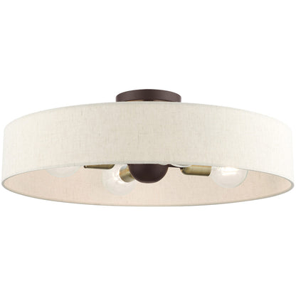 Livex Lighting Venlo Collection 4 Lt Bronze Semi Flush Mount  in Bronze with Antique Brass Accents 46038-07