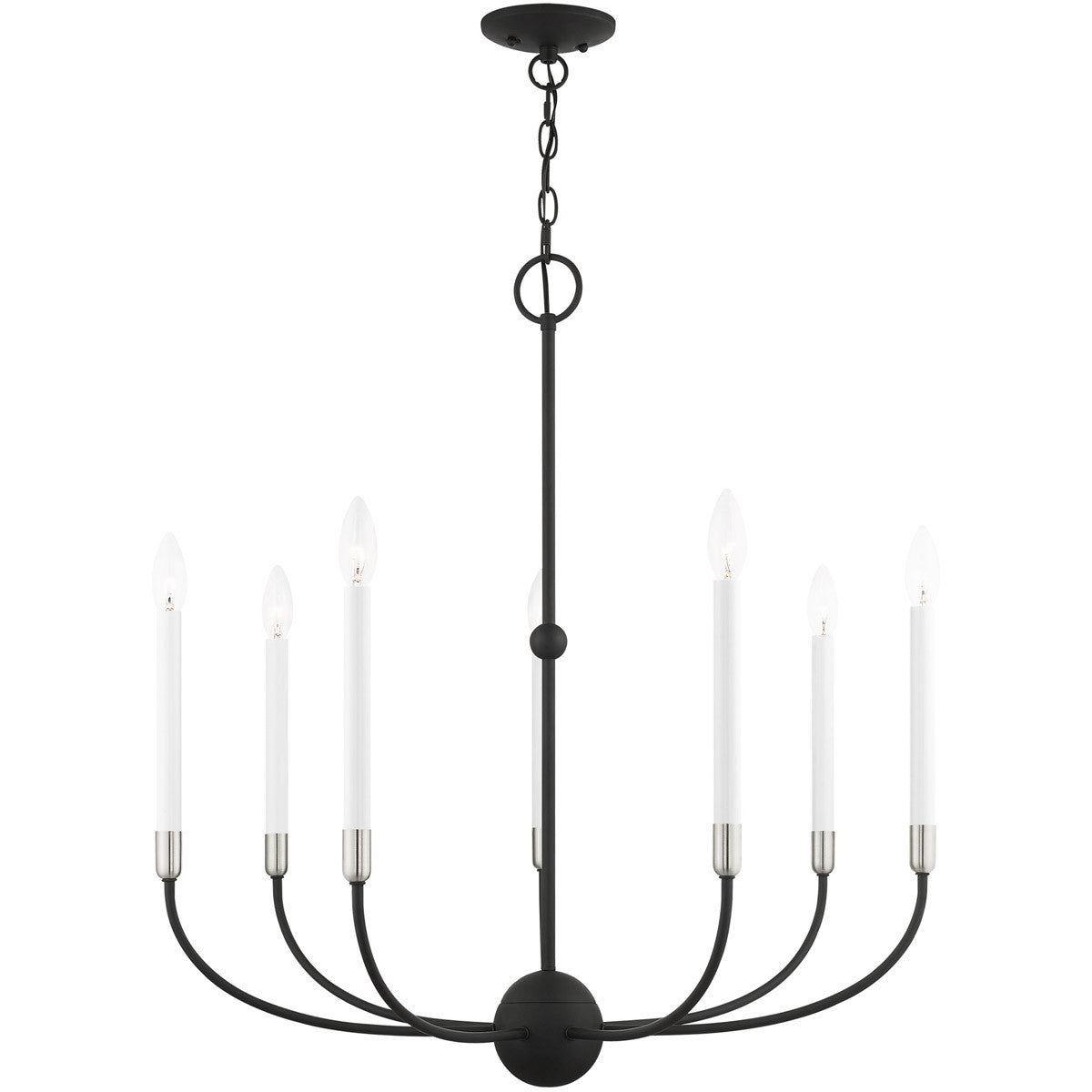 Livex Lighting Clairmont Collection 7 Lt Black Chandelier in Black with Brushed Nickel Accents 46067-04