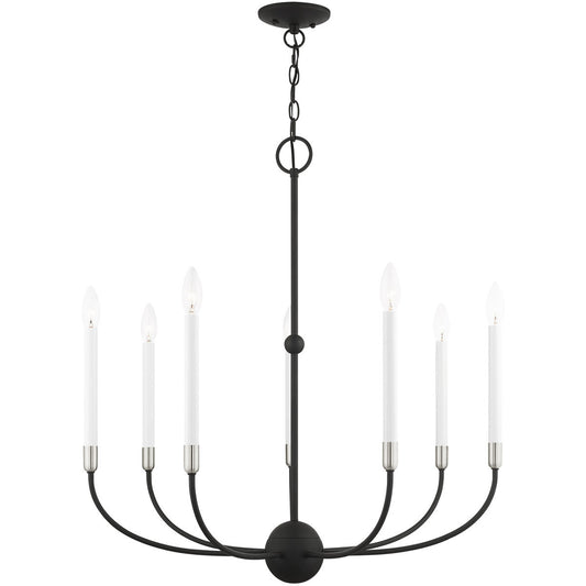 Livex Lighting Clairmont Collection 7 Lt Black Chandelier in Black with Brushed Nickel Accents 46067-04