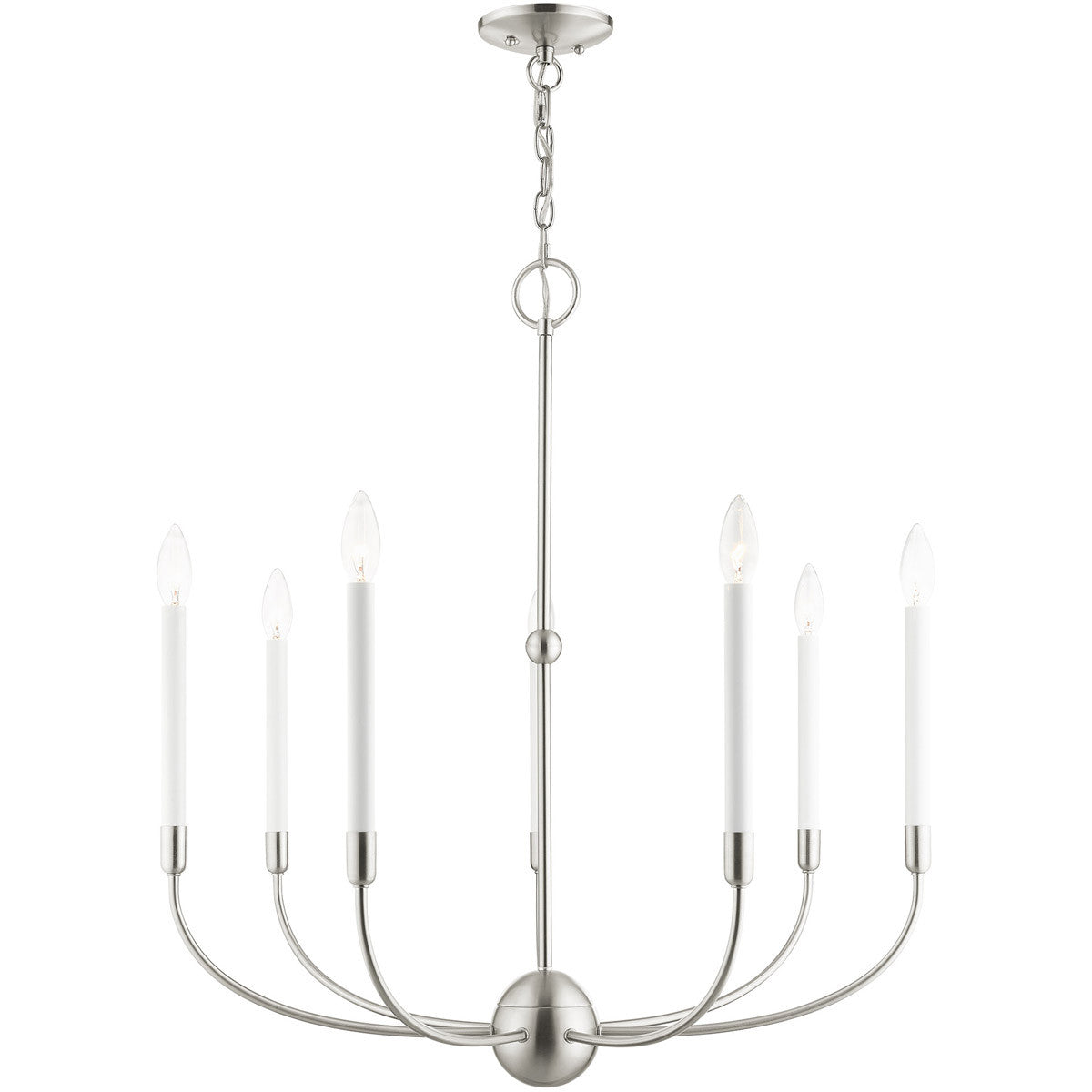 Livex Lighting Clairmont Collection 7 Lt Brushed Nickel Chandelier in Brushed Nickel 46067-91