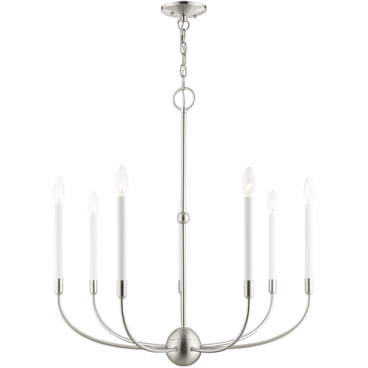 Livex Lighting Clairmont Collection 7 Lt Brushed Nickel Chandelier in Brushed Nickel 46067-91