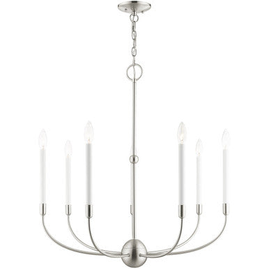 Livex Lighting Clairmont Collection 7 Lt Brushed Nickel Chandelier in Brushed Nickel 46067-91