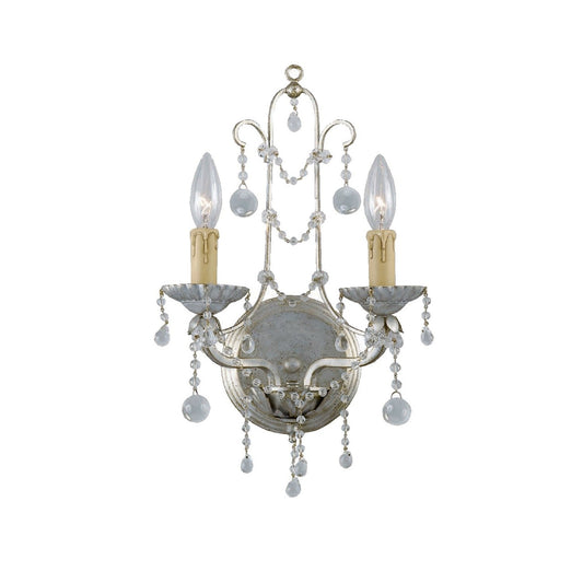 Crystorama Paris Market 2 Light Silver Leaf Wall Mount 4612-SL