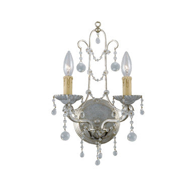 Crystorama Paris Market 2 Light Silver Leaf Wall Mount 4612-SL