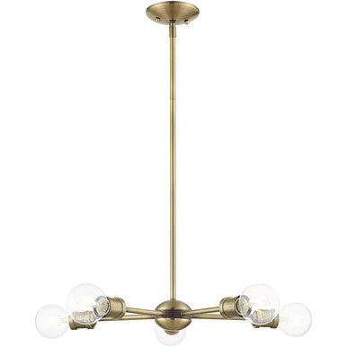 Livex Lighting Lansdale Collection 5 Lt Antique Brass Chandelier  in Antique Brass with Bronze Accents 46135-01