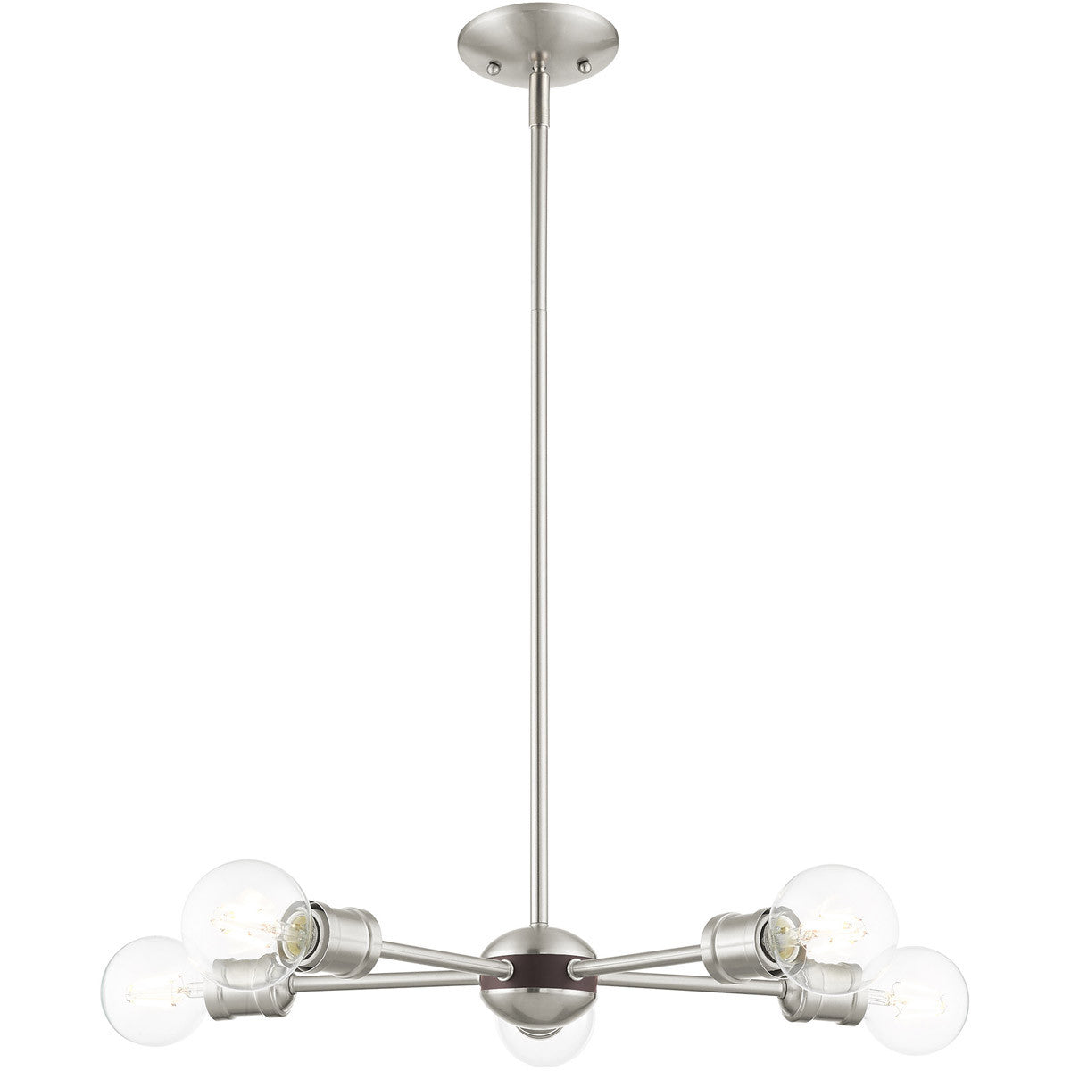 Livex Lighting Lansdale Collection 3 Lt Brushed Nickel Chandelier in Brushed Nickel with Bronze Accents 46135-91