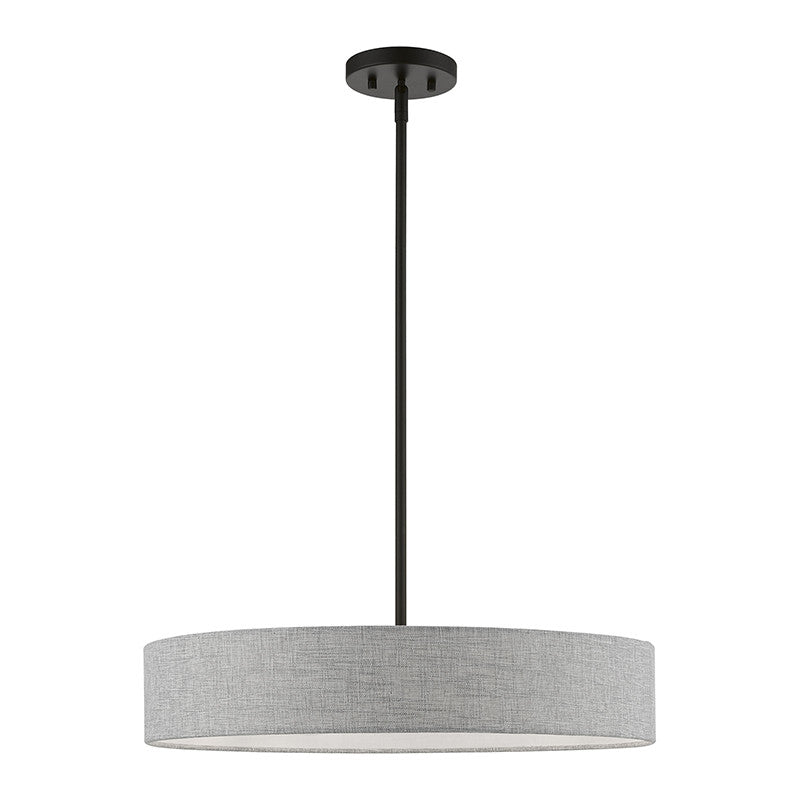 Livex Lighting Elmhurst Collection  4 Light Black Medium Drum Pendant in Black 46144-04