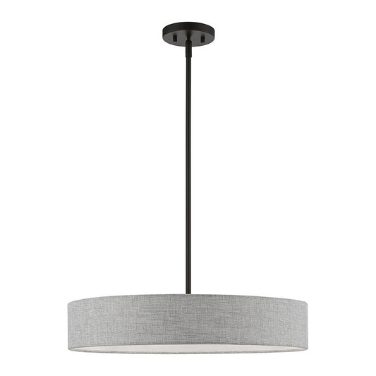 Livex Lighting Elmhurst Collection  4 Light Black Medium Drum Pendant in Black 46144-04