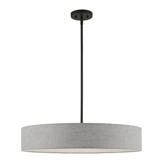 Livex Lighting Elmhurst Collection  5 Light Black Large Drum Pendant in Black 46145-04