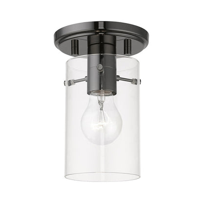 Livex Lighting Munich Collection  1 Light Black Chrome Semi-Flush Mount in Black Chrome 46150-46