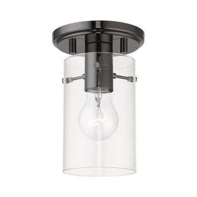 Livex Lighting Munich Collection  1 Light Black Chrome Semi-Flush Mount in Black Chrome 46150-46