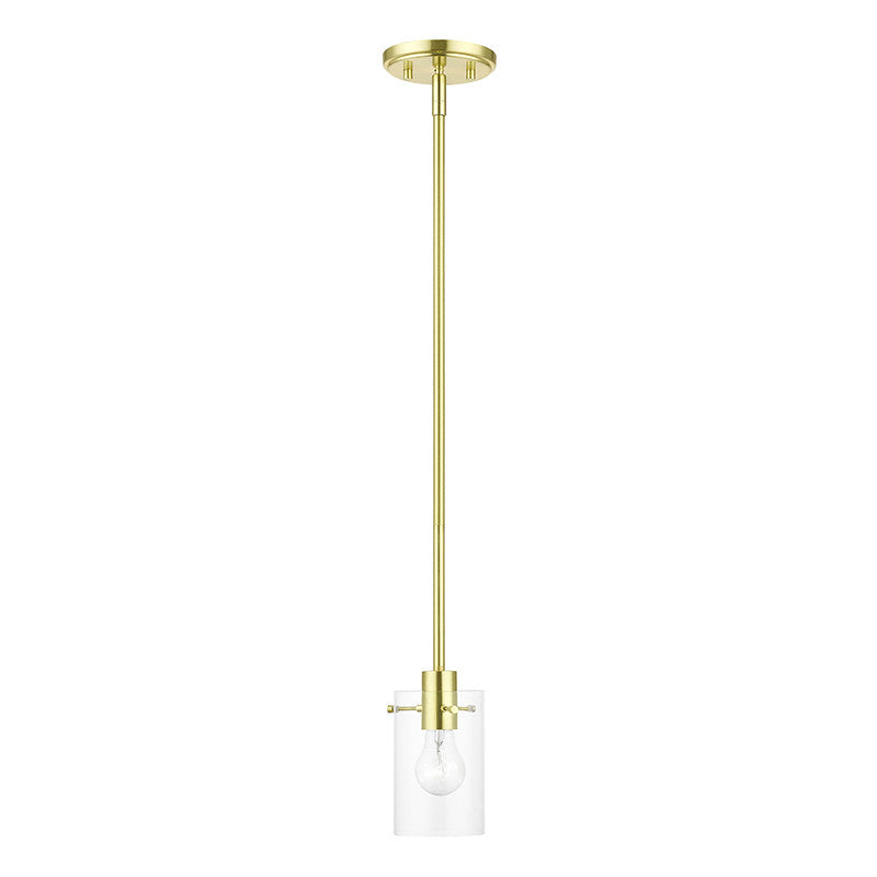 Livex Lighting Munich Collection  1 Light Satin Brass Single Pendant in Satin Brass 46151-12