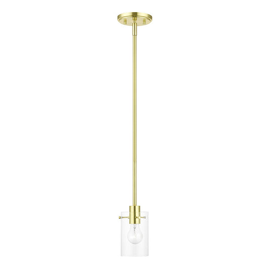 Livex Lighting Munich Collection  1 Light Satin Brass Single Pendant in Satin Brass 46151-12