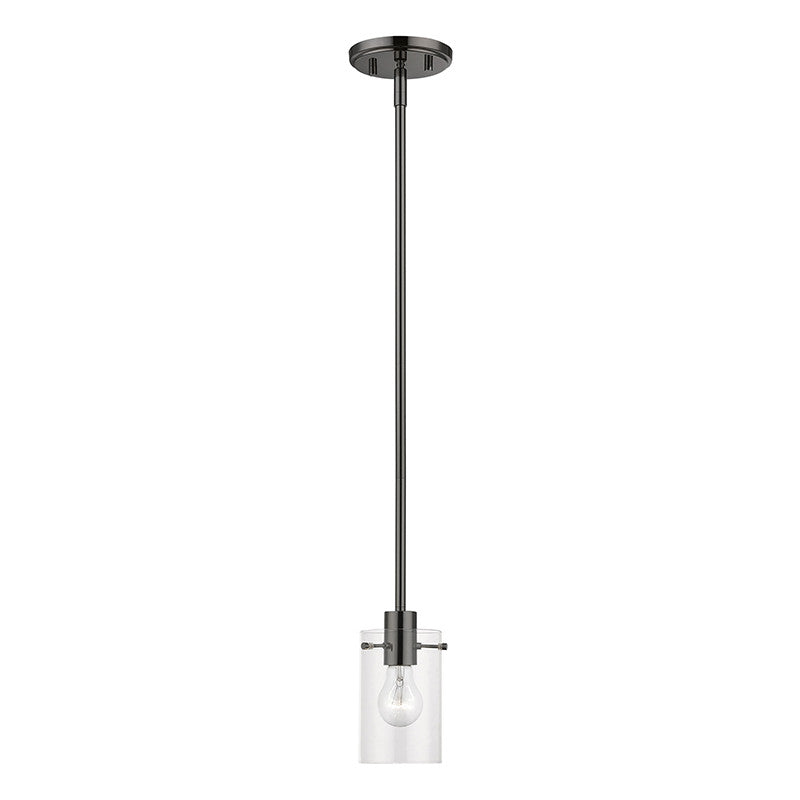 Livex Lighting Munich Collection  1 Light Black Chrome Single Pendant in Black Chrome 46151-46