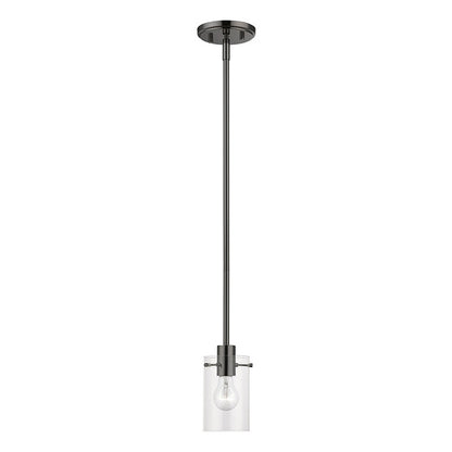 Livex Lighting Munich Collection  1 Light Black Chrome Single Pendant in Black Chrome 46151-46