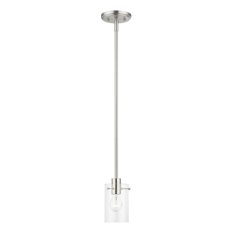 Livex Lighting Munich Collection  1 Light Brushed Nickel Single Pendant in Brushed Nickel 46151-91