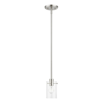 Livex Lighting Munich Collection  1 Light Brushed Nickel Single Pendant in Brushed Nickel 46151-91