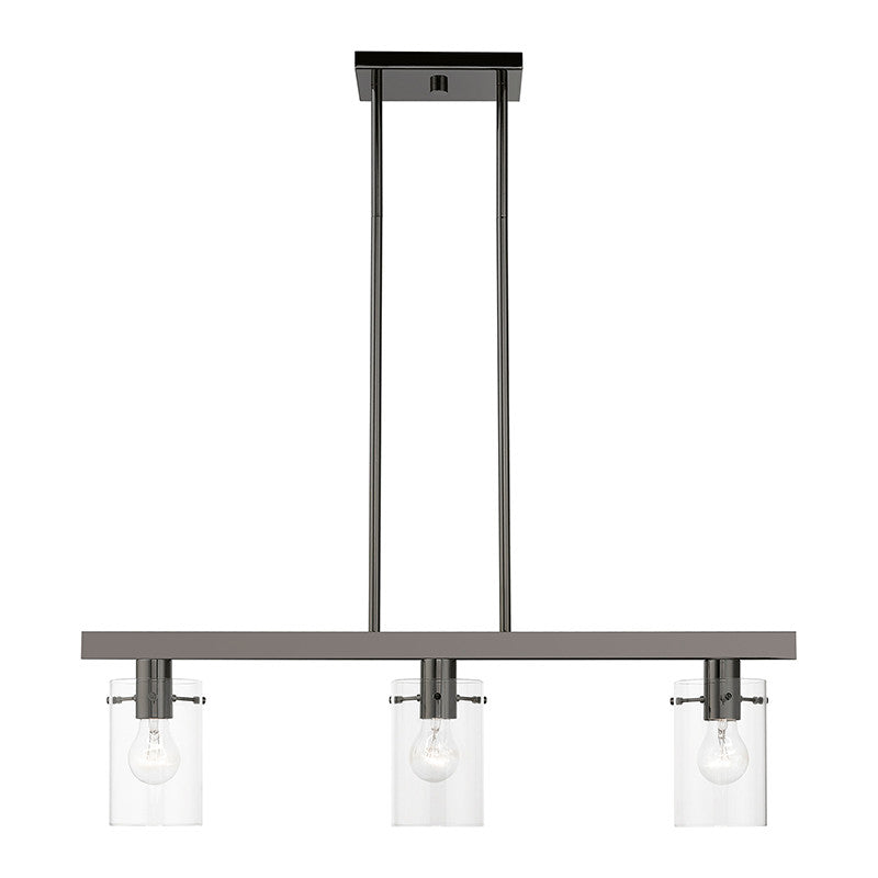 Livex Lighting Munich Collection  3 Light Black Chrome Linear Chandelier in Black Chrome 46153-46