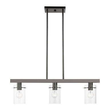 Livex Lighting Munich Collection  3 Light Black Chrome Linear Chandelier in Black Chrome 46153-46