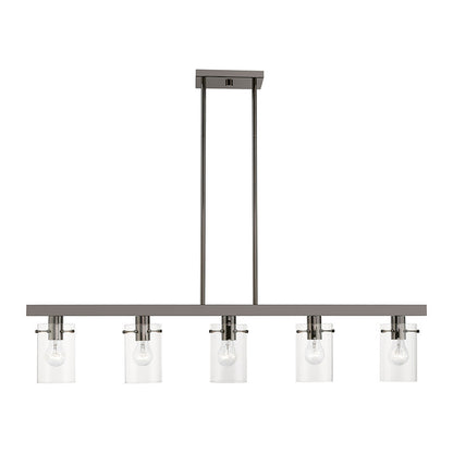 Livex Lighting Munich Collection  5 Light Black Chrome Linear Chandelier in Black Chrome 46155-46