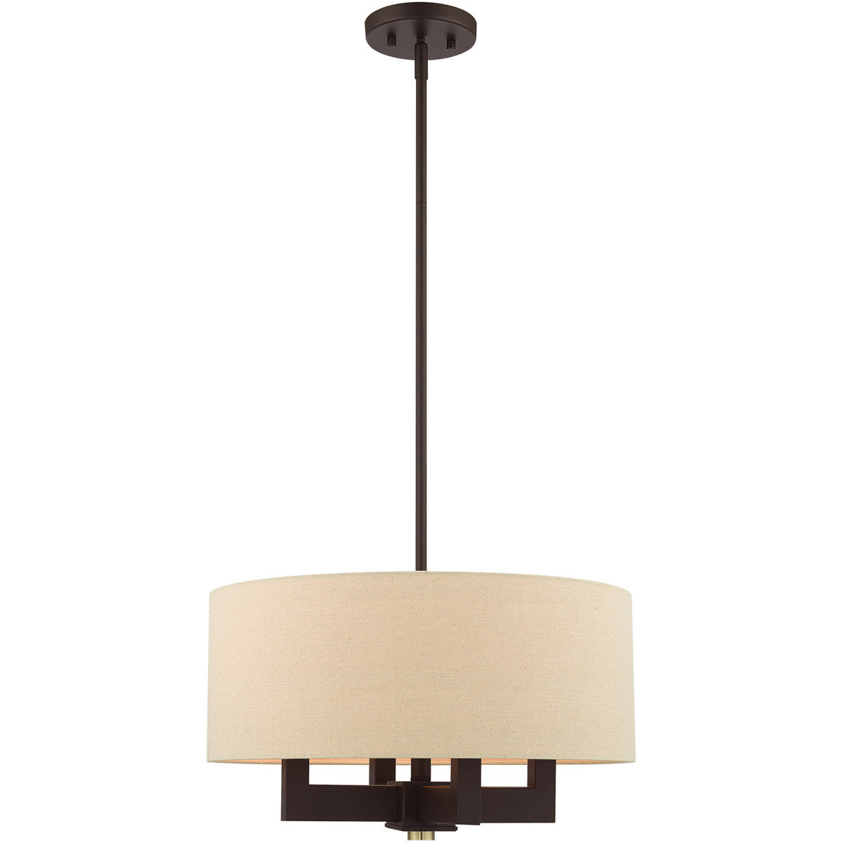 Livex Lighting Cresthaven Collection 4 Lt Bronze Chandelier in Bronze with Antique Brass Accents 46164-07