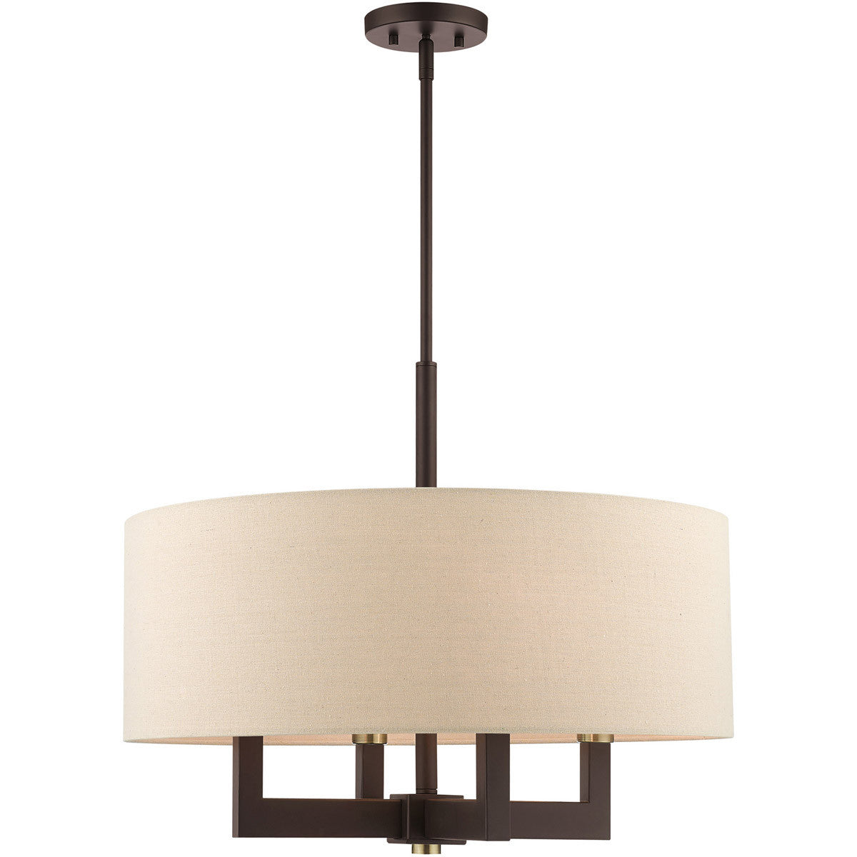 Livex Lighting Cresthaven Collection 4 Lt Bronze Chandelier in Bronze with Antique Brass Accents 46166-07