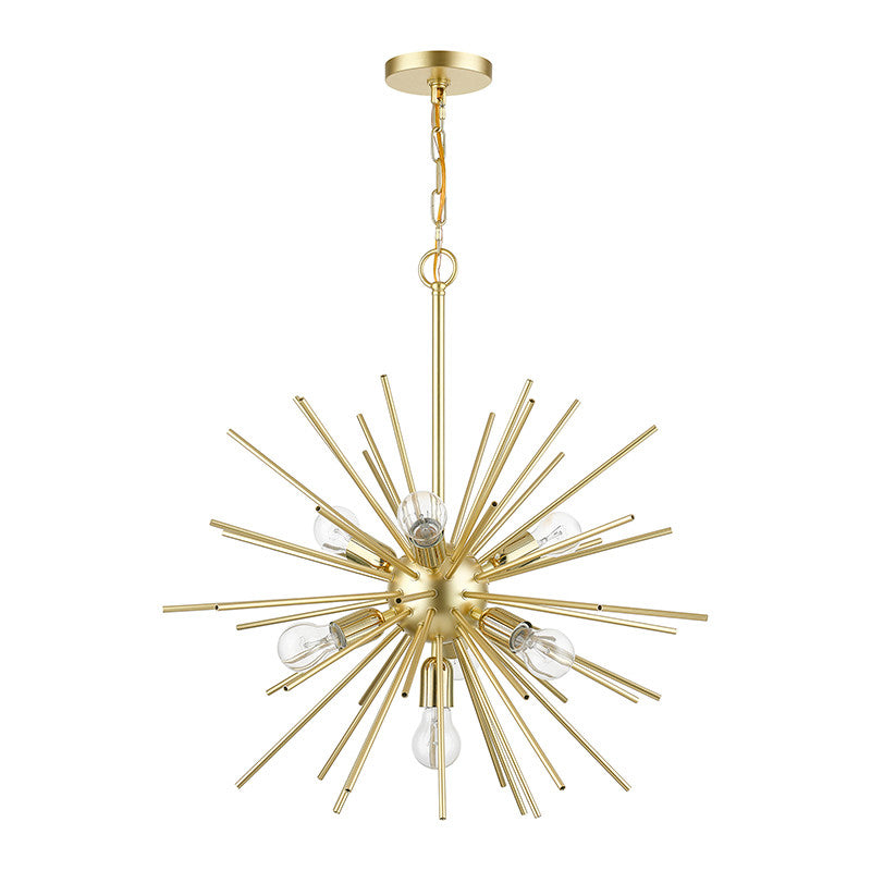 Livex Lighting Tribeca Collection  7 Light Soft Gold with Polished Brass Accents Pendant Chandelier in Soft Gold with Polished Brass Accents 46175-33