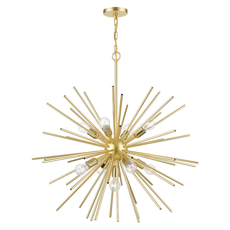 Livex Lighting Tribeca Collection  9 Light Soft Gold with Polished Brass Accents Foyer Pendant Chandelier in Soft Gold with Polished Brass Accents 46176-33