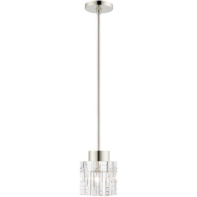 Livex Lighting Rotterdam Collection 1 Lt Polished Nickel Mini Pendant in Polished Nickel 46181-35