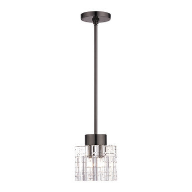 Livex Lighting Rotterdam Collection 1 Light Black Chrome Crystal Single Pendant 46181-46