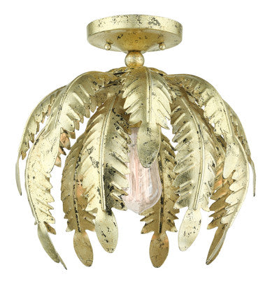 Livex Lighting Acanthus Collection  1 Light Winter Gold Semi Flush in Hand Applied Winter Gold 46231-28