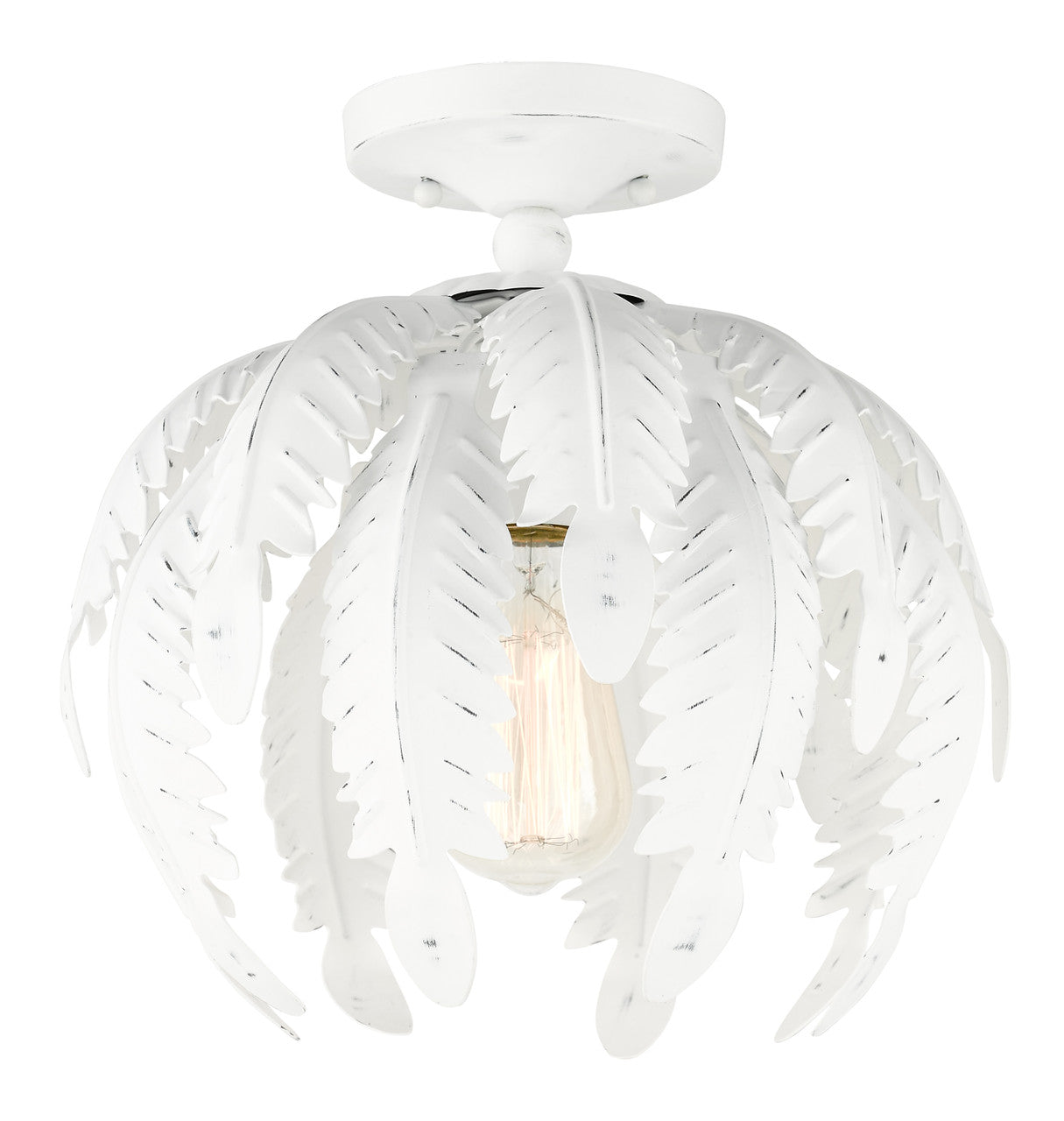 Livex Lighting Acanthus Collection  1 Light Antique White Semi Flush in Antique White 46231-60