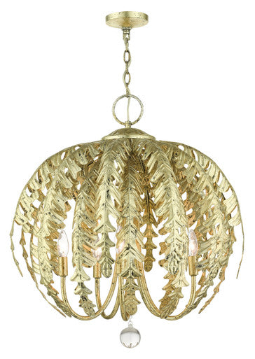 Livex Lighting Acanthus Collection  5 Light Winter Gold Chandelier in Hand Applied Winter Gold 46235-28