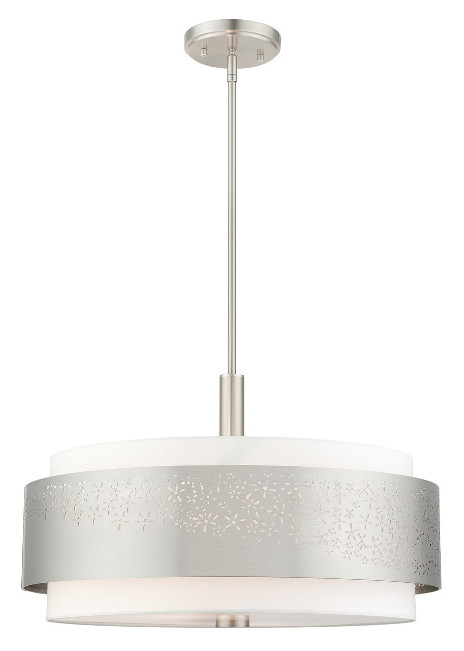 Livex Lighting Noria Collection  5 Light Brushed Nickel Chandelier in Brushed Nickel 46255-91