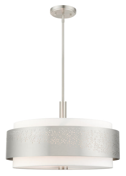 Livex Lighting Noria Collection  5 Light Brushed Nickel Chandelier in Brushed Nickel 46255-91