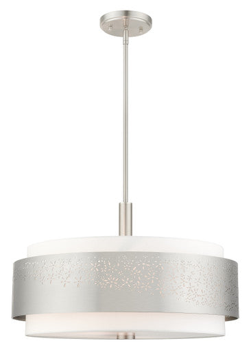 Livex Lighting Noria Collection  5 Light Brushed Nickel Chandelier in Brushed Nickel 46255-91