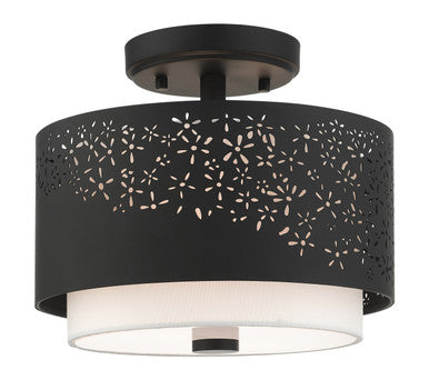 Livex Lighting Noria Collection  2 Light Black Semi Flush in Black 46267-04