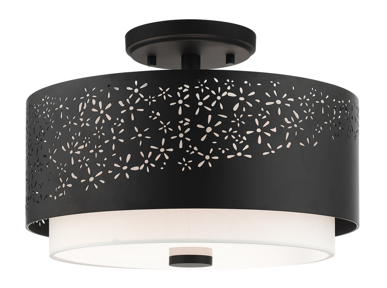 Livex Lighting Noria Collection  3 Light Black Semi Flush in Black 46268-04