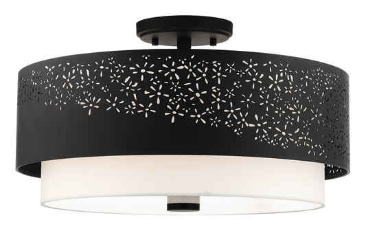 Livex Lighting Noria Collection  4 Light Black Semi Flush in Black 46269-04