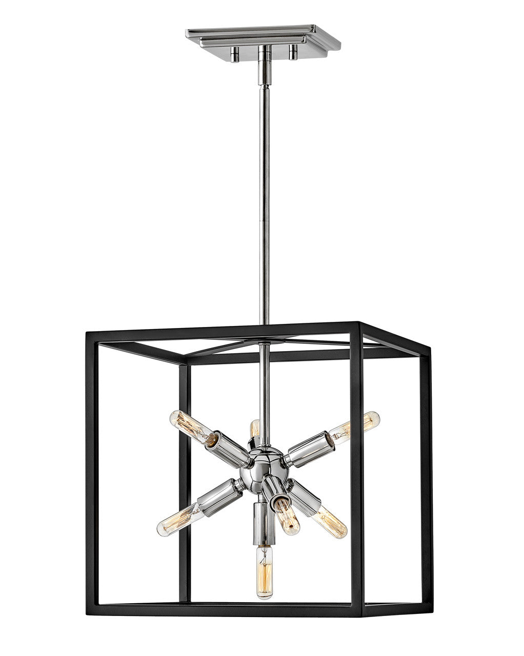 Hinkley Lighting Aros Small Convertible Pendant Black with Polished Nickel accents 46313BLK-PN